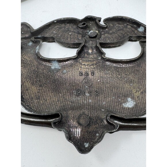 Vintage Ornate Metal Eagle Brass Plate Drawer Pull Dresser Furniture Hardware x3 - Picture 4 of 8